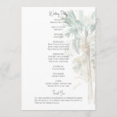 Tropische palmbomen moderne bruiloft programmakaart (Achterkant)