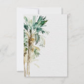 Tropische palmbomen moderne bruiloft RSVP kaartje (Achterkant)