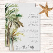 Tropische palmbomen moderne bruiloft save the date