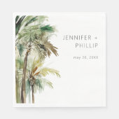 Tropische palmbomen moderne bruiloft servet (Voorkant)