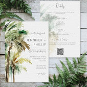 Tropische palmbomen Moderne bruiloft tweezijdig Kaart