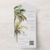 Tropische palmbomen Moderne QR-code All In One Uitnodiging (Binnen)