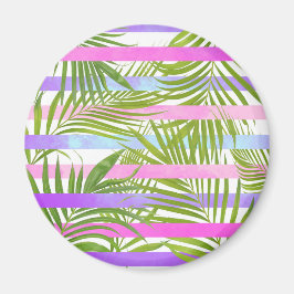 Tropische palmbomen moderne roze vioolstrepen magneet
