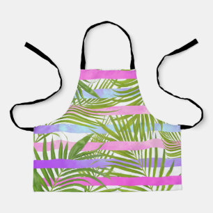 Tropische palmbomen moderne roze vioolstrepen schort