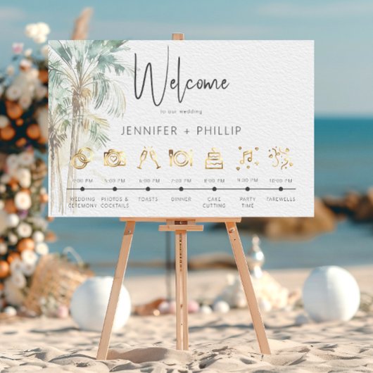 Tropische Palmbomen Moderne Wedding Orde van Evene Poster