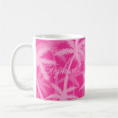 Tropische palmbomen Monogrammed Hot Pink Koffiemok (Links)