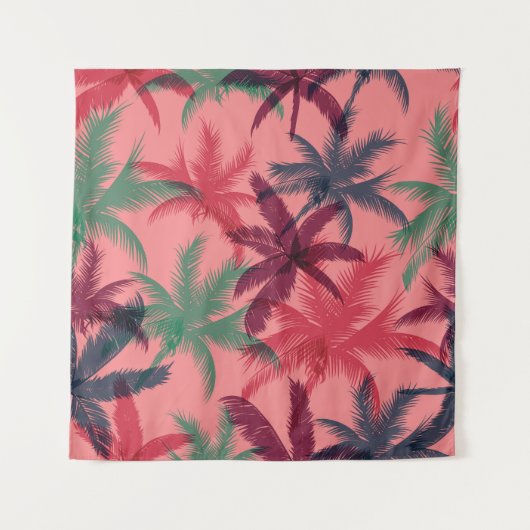 Tropische palmbomen: naadloos patroon wandkleed (Voorkant)