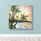 TROPISCHE PALMBOMEN NAAR BLINDEN CANVAS AFDRUK (Insitu (Houten vloer))