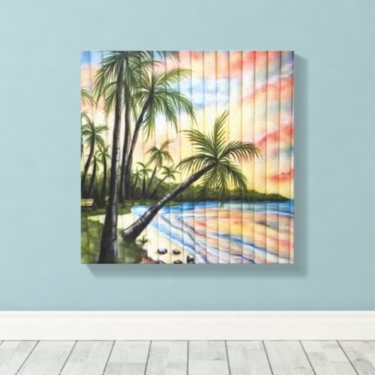 TROPISCHE PALMBOMEN NAAR BLINDEN CANVAS AFDRUK (Insitu (Houten vloer))