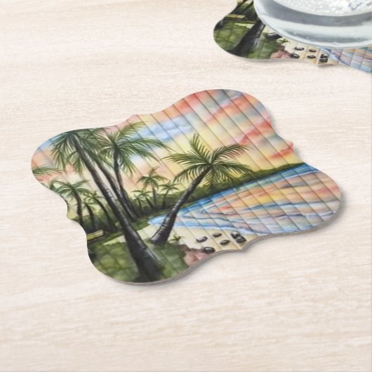 TROPISCHE PALMBOMEN NAAR BLINDEN KARTONNEN ONDERZETTERS (Gekanteld)