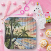 TROPISCHE PALMBOMEN NAAR BLINDEN PAPIEREN BORDJE (Feest)