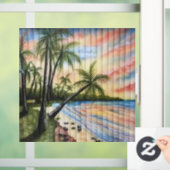 TROPISCHE PALMBOMEN NAAR BLINDEN RAAMSTICKER (Huis)