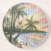 TROPISCHE PALMBOMEN NAAR BLINDEN ZANDSTEEN ONDERZETTER (Voorkant)