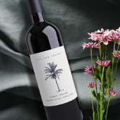 Tropische palmbomen Navy Kraft Weddenschap Bedankt Wijn Etiket