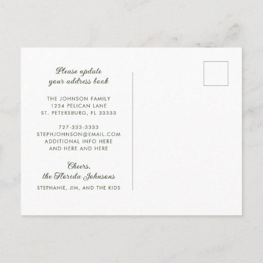 Tropische palmbomen Nieuw adres Aankondigingskaart (Achterkant)