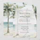 Tropische palmbomen Ocean Beach bruiloft Kaart (Voorkant / Achterkant)