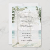 Tropische palmbomen Ocean Beach bruiloft Kaart (Voorkant)