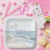 Tropische palmbomen Ocean Beach bruiloft Papieren Bordje (Feest)