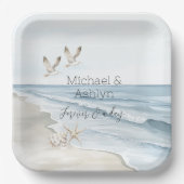 Tropische palmbomen Ocean Beach bruiloft Papieren Bordje (Voorkant)