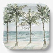 Tropische palmbomen Ocean Beach bruiloft Papieren Bordje (Voorkant)
