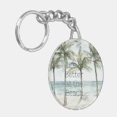 Tropische palmbomen Ocean Beach bruiloft Sleutelhanger (Voorkant Links)