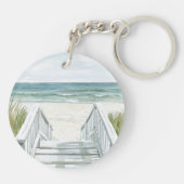 Tropische palmbomen Ocean Beach bruiloft Sleutelhanger (Achterkant)