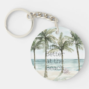 Tropische palmbomen Ocean Beach bruiloft Sleutelhanger