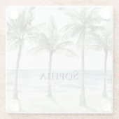 Tropische palmbomen Ocean Beach Glazen Onderzetter (Achterkant)