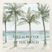 Tropische palmbomen Ocean Beach Glazen Onderzetter (Voorkant)