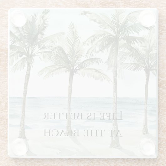 Tropische palmbomen Ocean Beach Glazen Onderzetter (Achterkant)