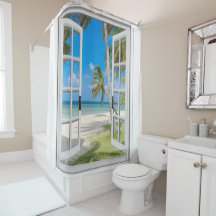 Tropische palmbomen Ocean Beach Shower Curtain