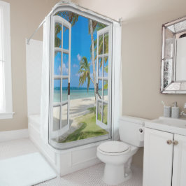 Tropische palmbomen Ocean Beach Shower Curtain Douchegordijn