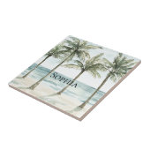 Tropische palmbomen Ocean Beach Tegeltje (Zijkant)