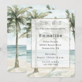 Tropische palmbomen Ocean Beach Verjaardag Kaart (Voorkant / Achterkant)