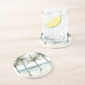 Tropische palmbomen Ocean Beach Zandsteen Onderzetter (Zijkant)