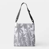 Tropische palmbomen ontwerpen in grijs en wit crossbody tas (Achterkant)