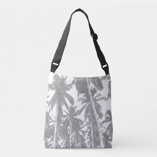 Tropische palmbomen ontwerpen in grijs en wit crossbody tas (Voorkant)