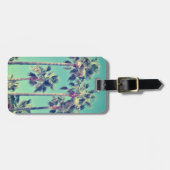 Tropische  palmbomen op Blauwgroen groen Bagagelabel (Voorkant horizontaal)