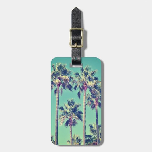 Tropische  palmbomen op Blauwgroen groen Bagagelabel (Voorkant verticaal)