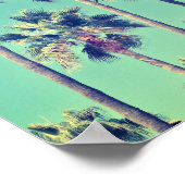 Tropische  palmbomen op Blauwgroen groen Poster (Hoek)