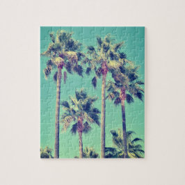 Tropische palmbomen op Blauwgroen Legpuzzel