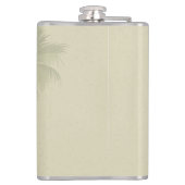 Tropische  palmbomen op Bleek groen Heupfles (Achterkant)