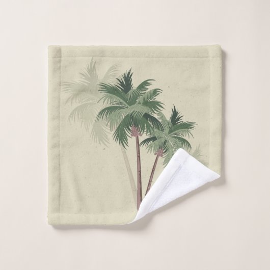 Tropische palmbomen op Bleek groen Washandje (Wasdoekje)