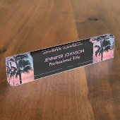 Tropische palmbomen op de zon naambordje (Zijkant)