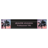 Tropische palmbomen op de zon naambordje (Voorkant)