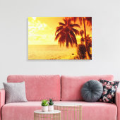 Tropische palmbomen op een strand bij zonsondergan canvas afdruk (Insitu (Woonkamer))