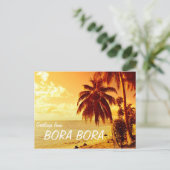 Tropische palmbomen op het briefkaart Bora Bora (Staand voorkant)