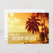 Tropische palmbomen op het briefkaart Bora Bora (Voorkant / Achterkant)