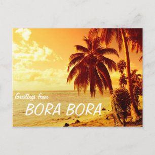 Tropische palmbomen op het briefkaart Bora Bora