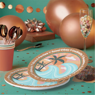 Tropische palmbomen op het eiland Hawaiian op de z Papieren Bordje